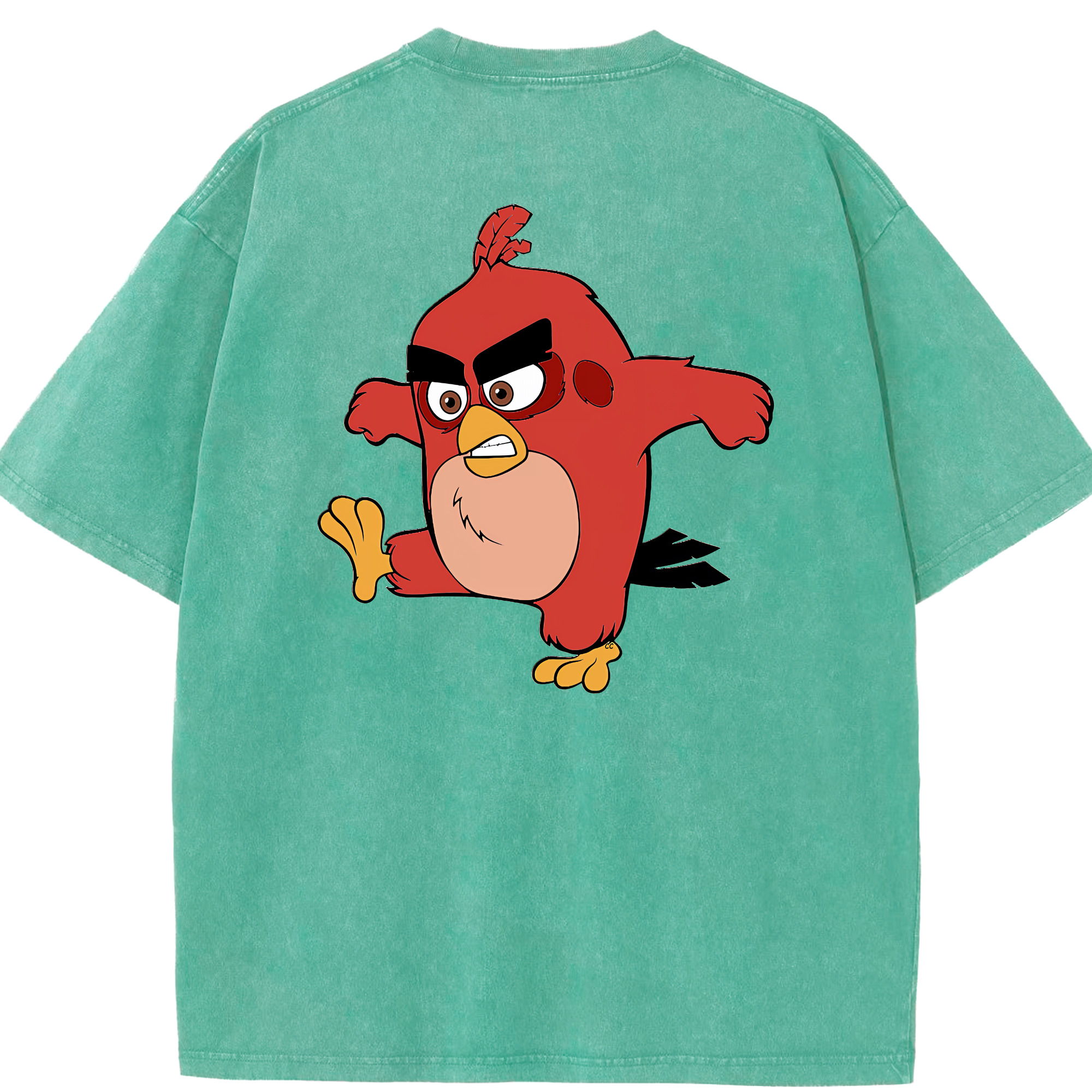 （画像用） Angry Birds アングリーバード 綿100% ヴィンテージ風 半袖Tシャツ（背面プリント）